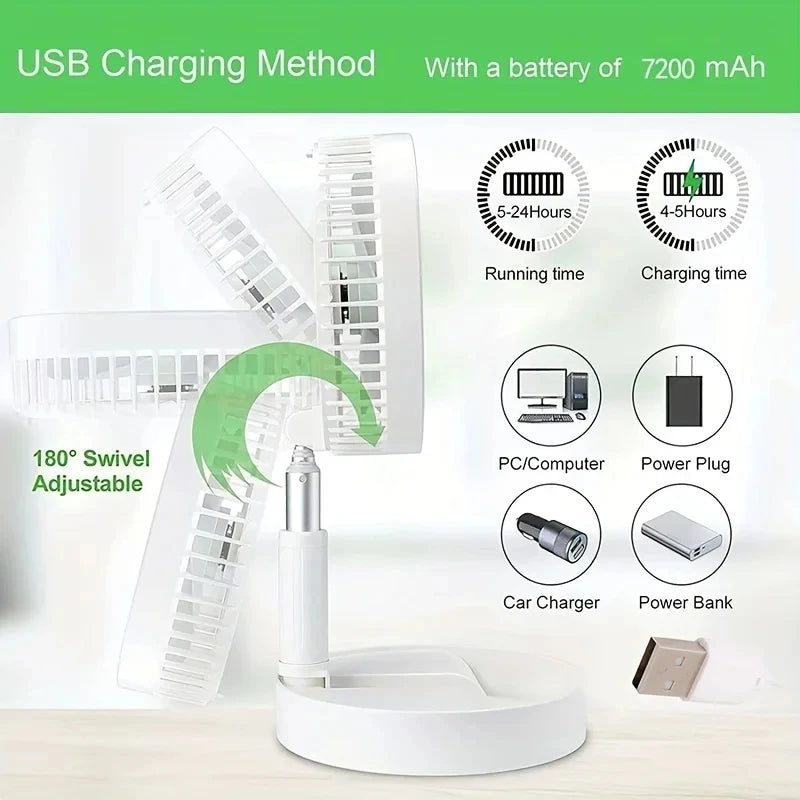 Retractable Fan USB Charging Folding Portable Mini Electric Fan